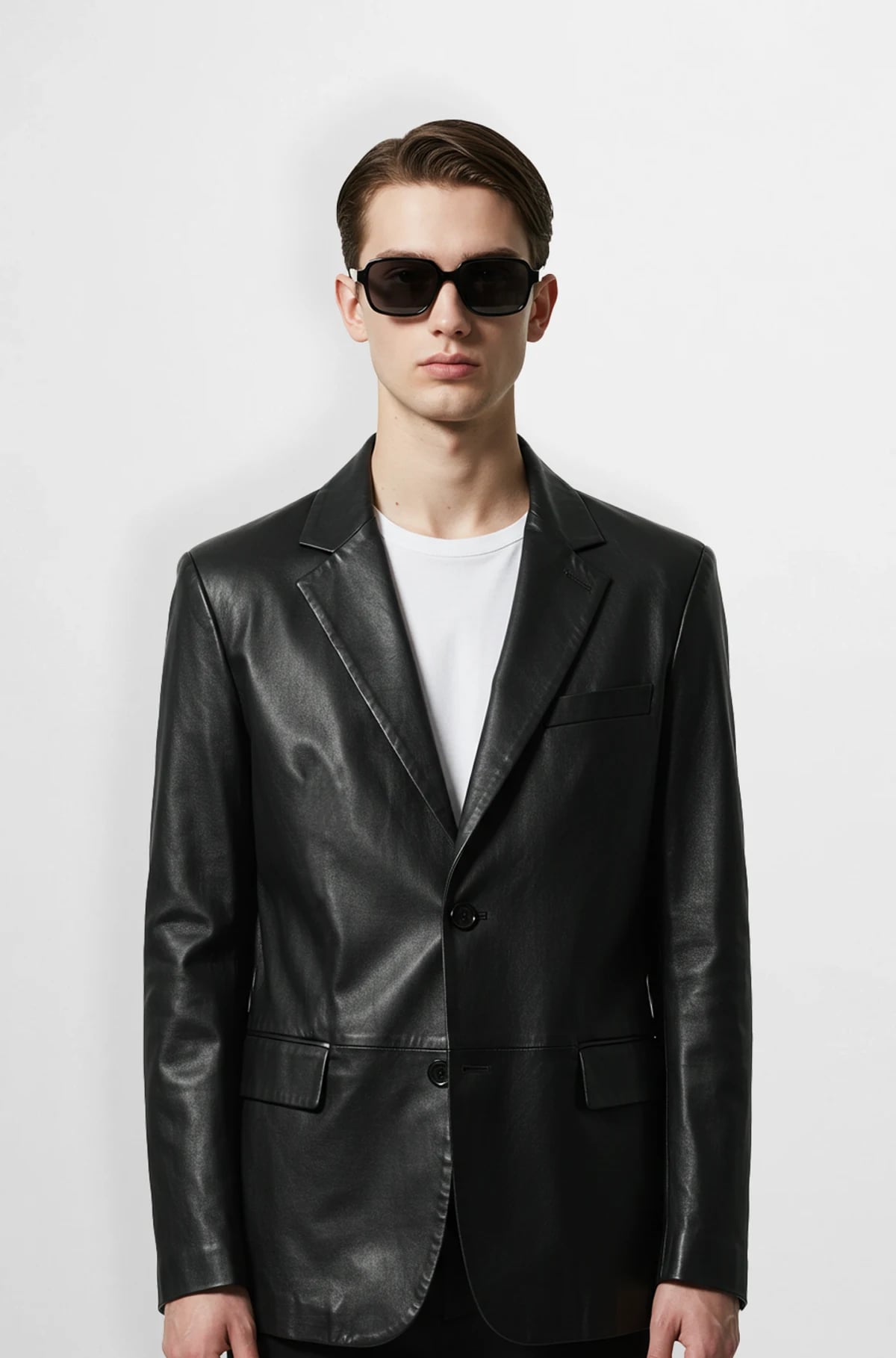 Men’s Classic Black Leather Blazer