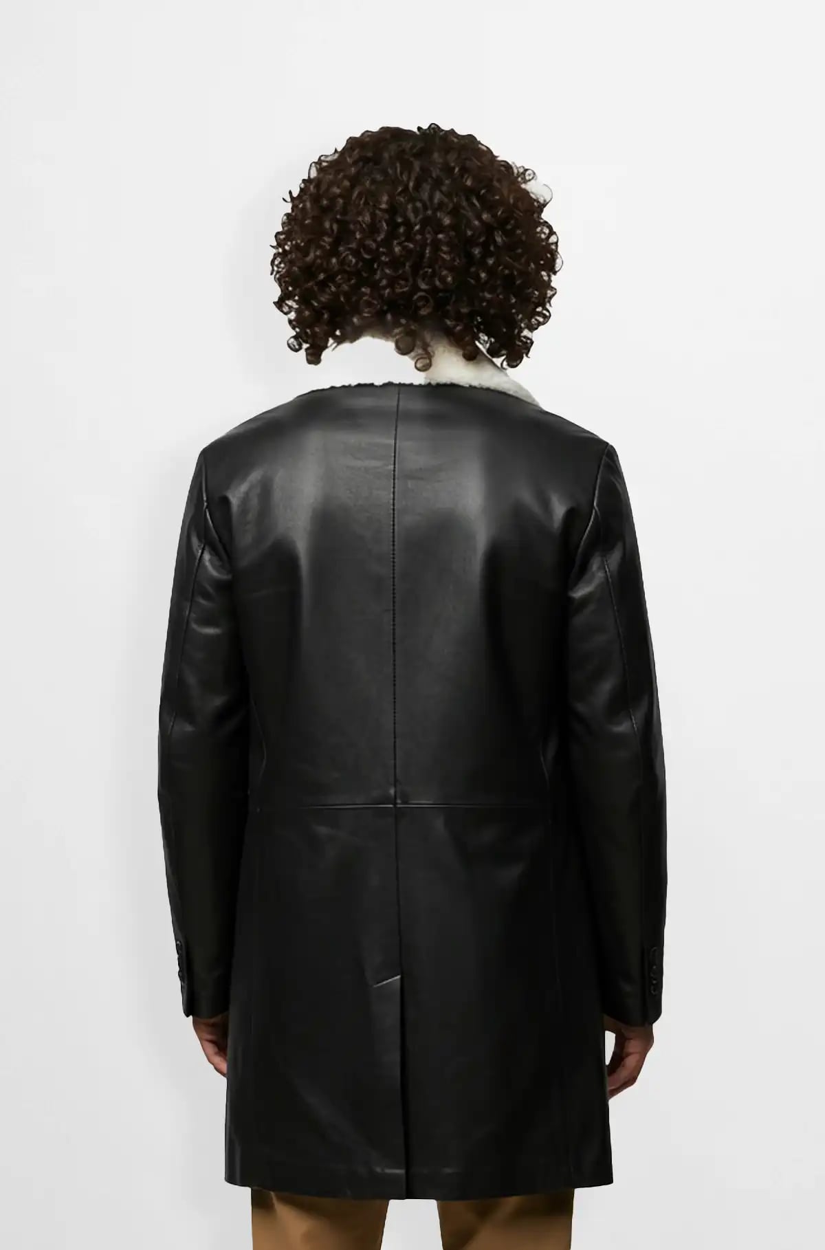 Black Leather Jacket with Fur Collar