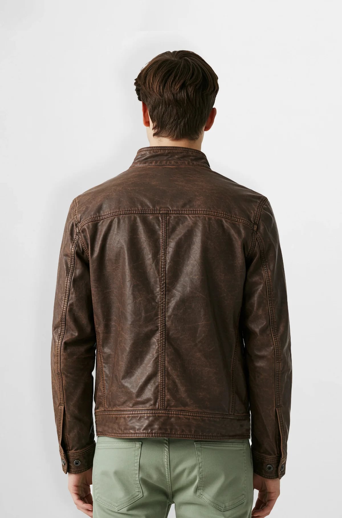 Brown Moto Leather Jacket for Men
