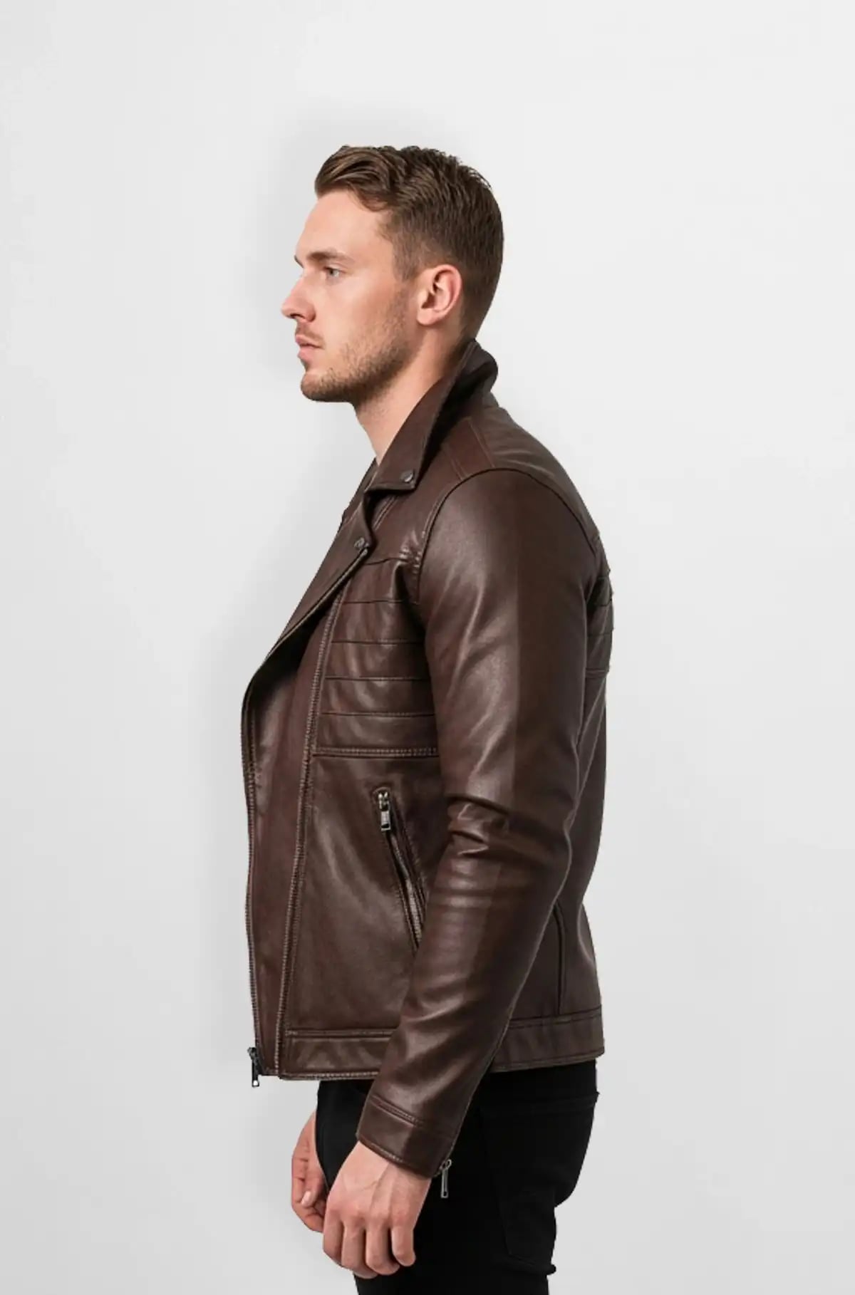 Brown Vintage Racer Leather Jacket