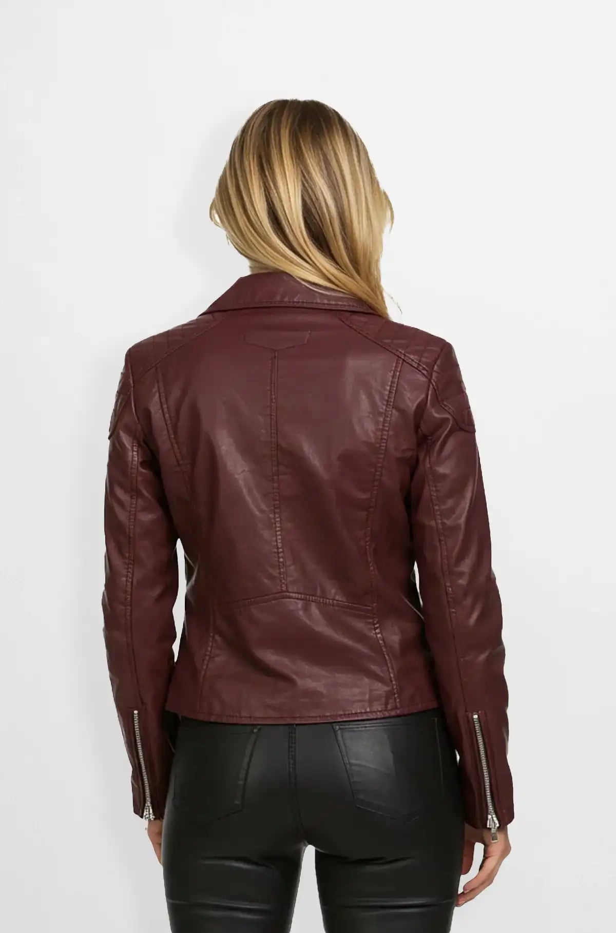 Burgundy Biker Leather Jacket