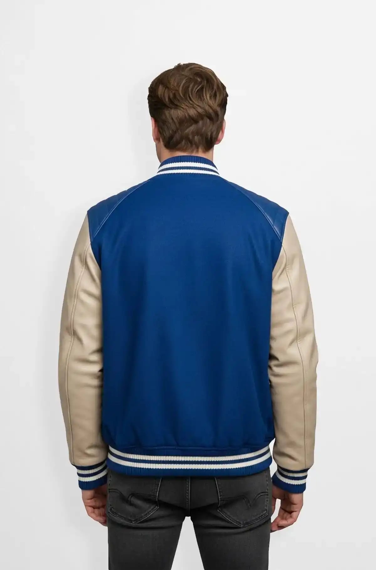 Classic Blue Varsity Leather Jacket