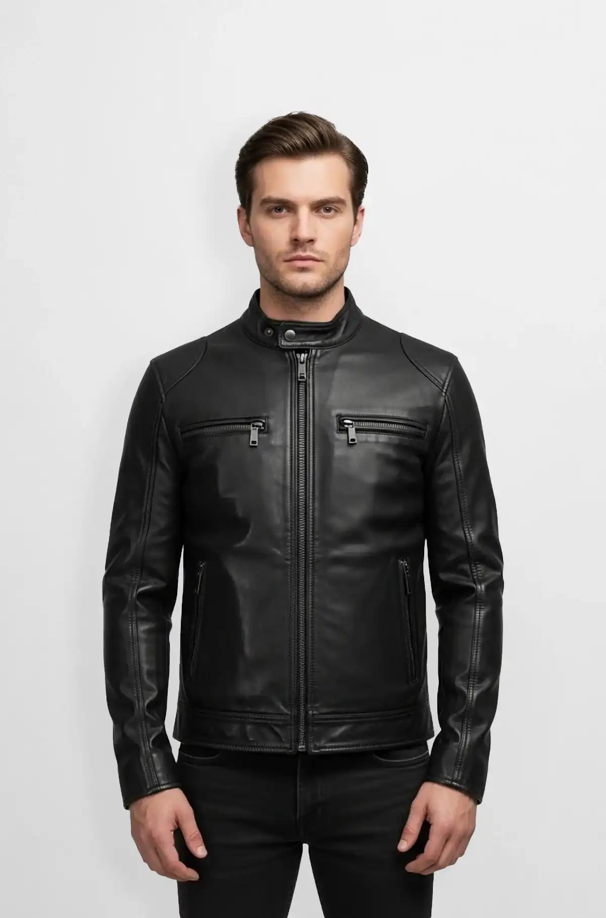 Coal Black  Moto Leather Jacket