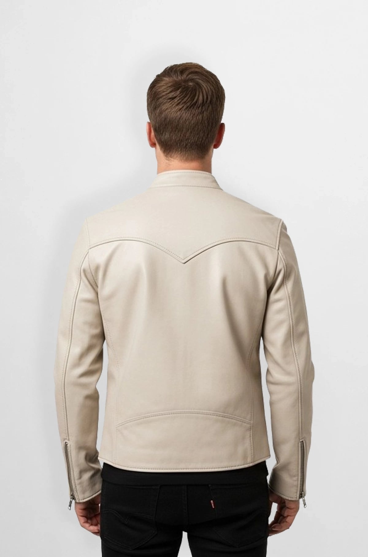 Cream Leather Western Jacket