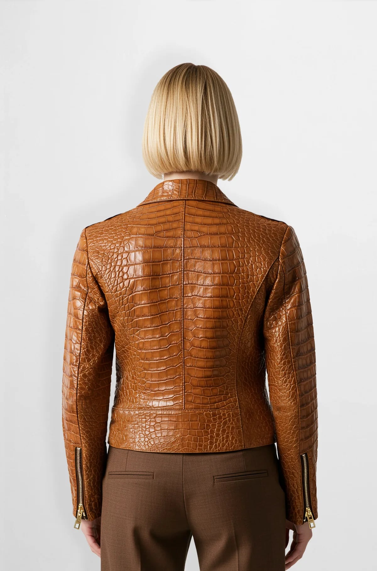 Crocodile Embossed Leather Jacket
