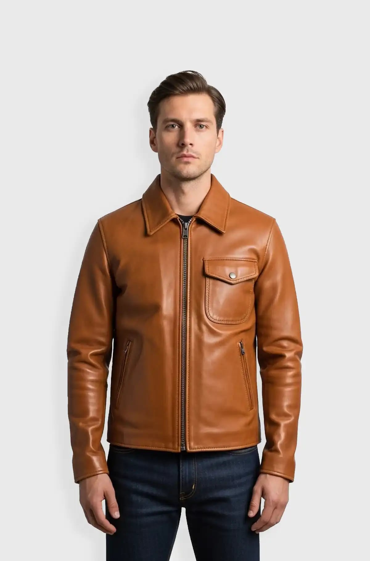 Genuine Tan Leather Jacket