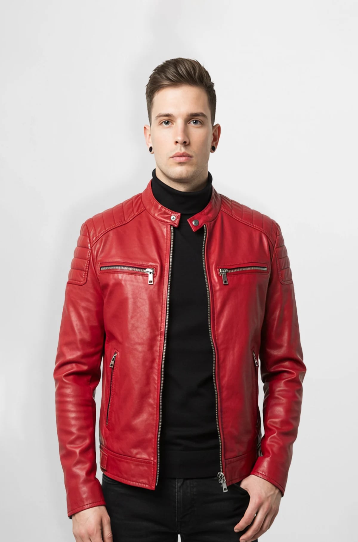 Iconic Red Leather Motorcycle Jacket