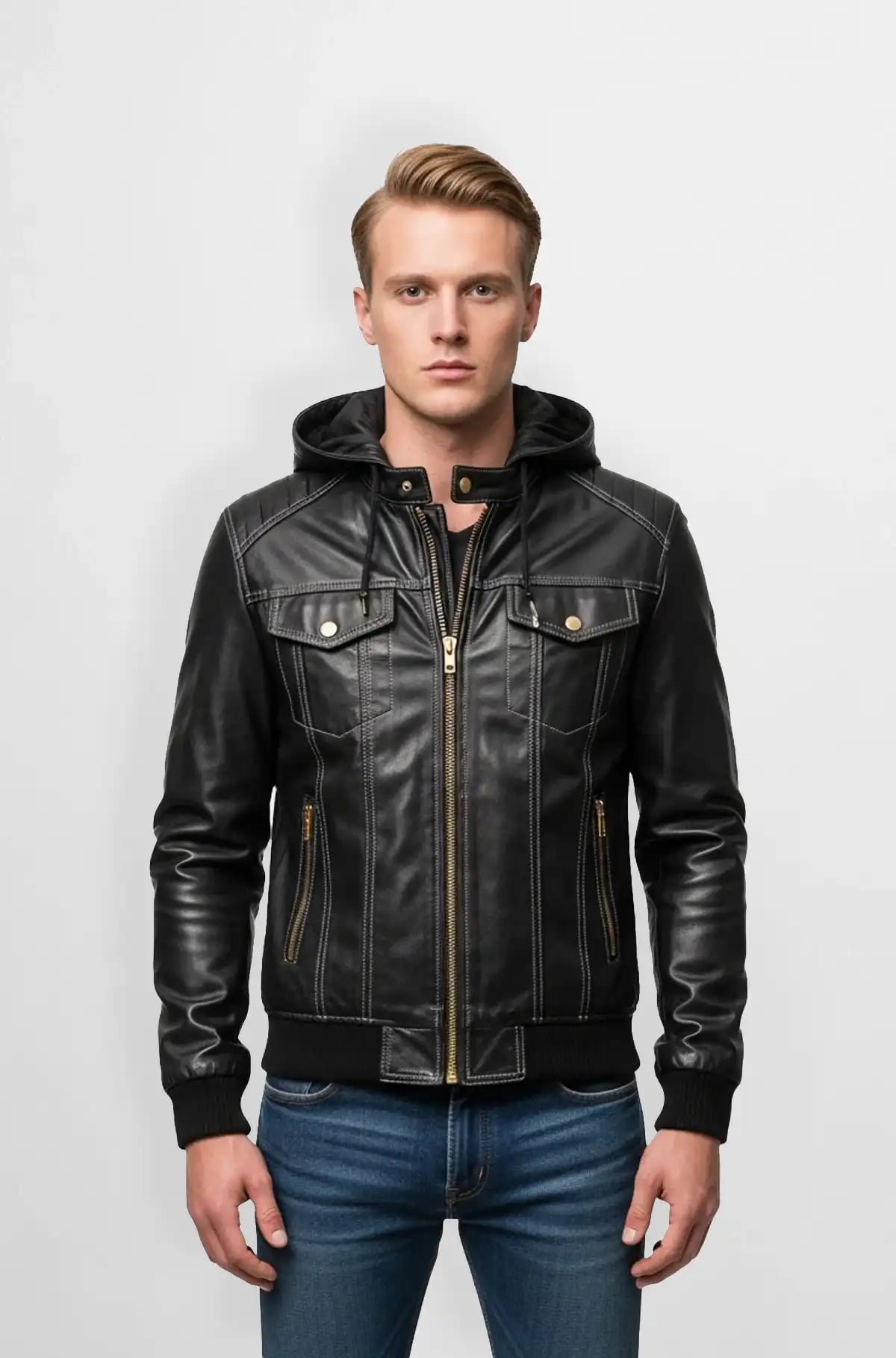 Intense Black Leather Biker Jacket