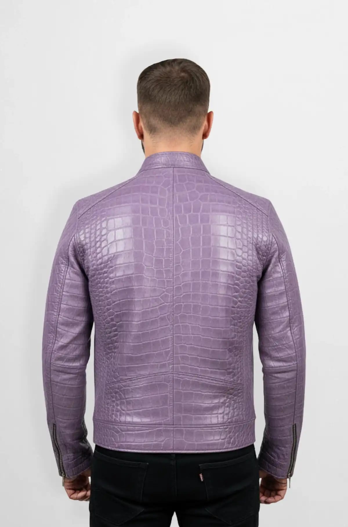 Lavender Crocodile Leather Jacket