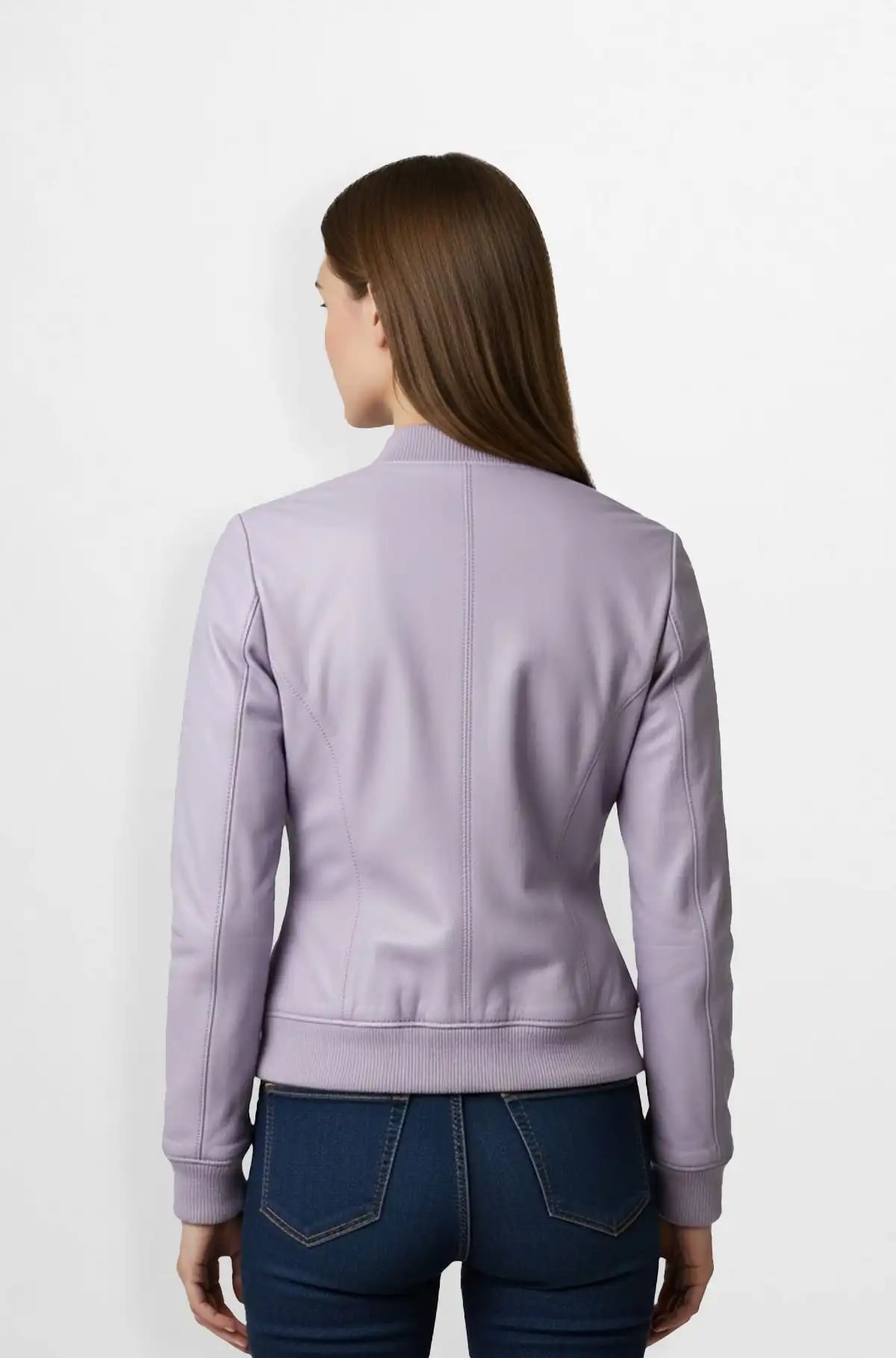 Lilac Leather Bomber Jacket