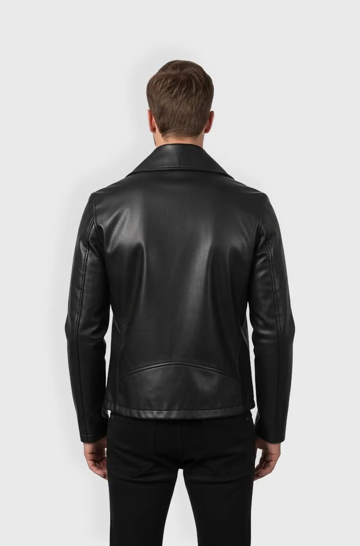 Mens Black Leather Biker Jacket
