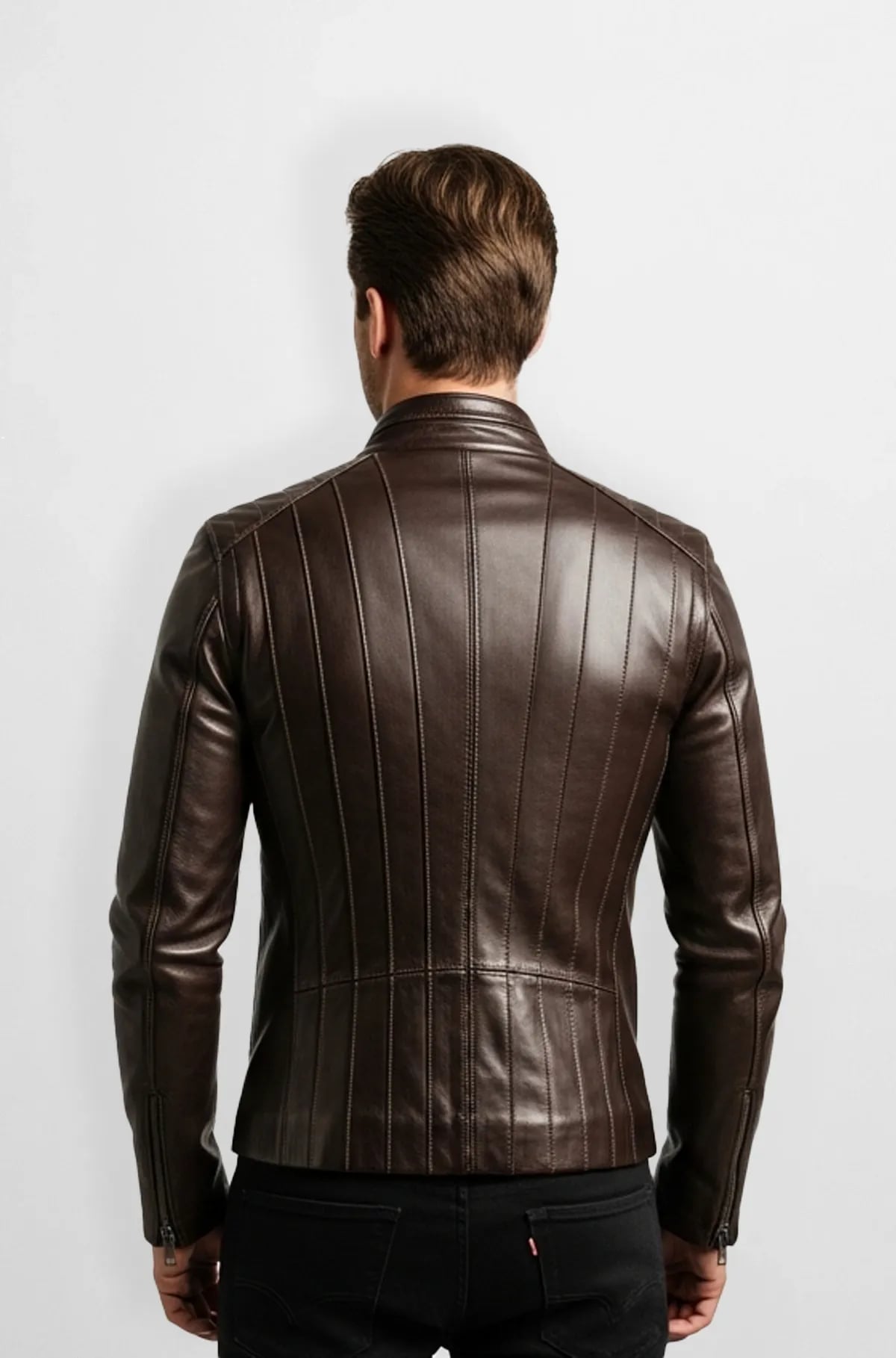 Mens Brown Racer Leather Jacket