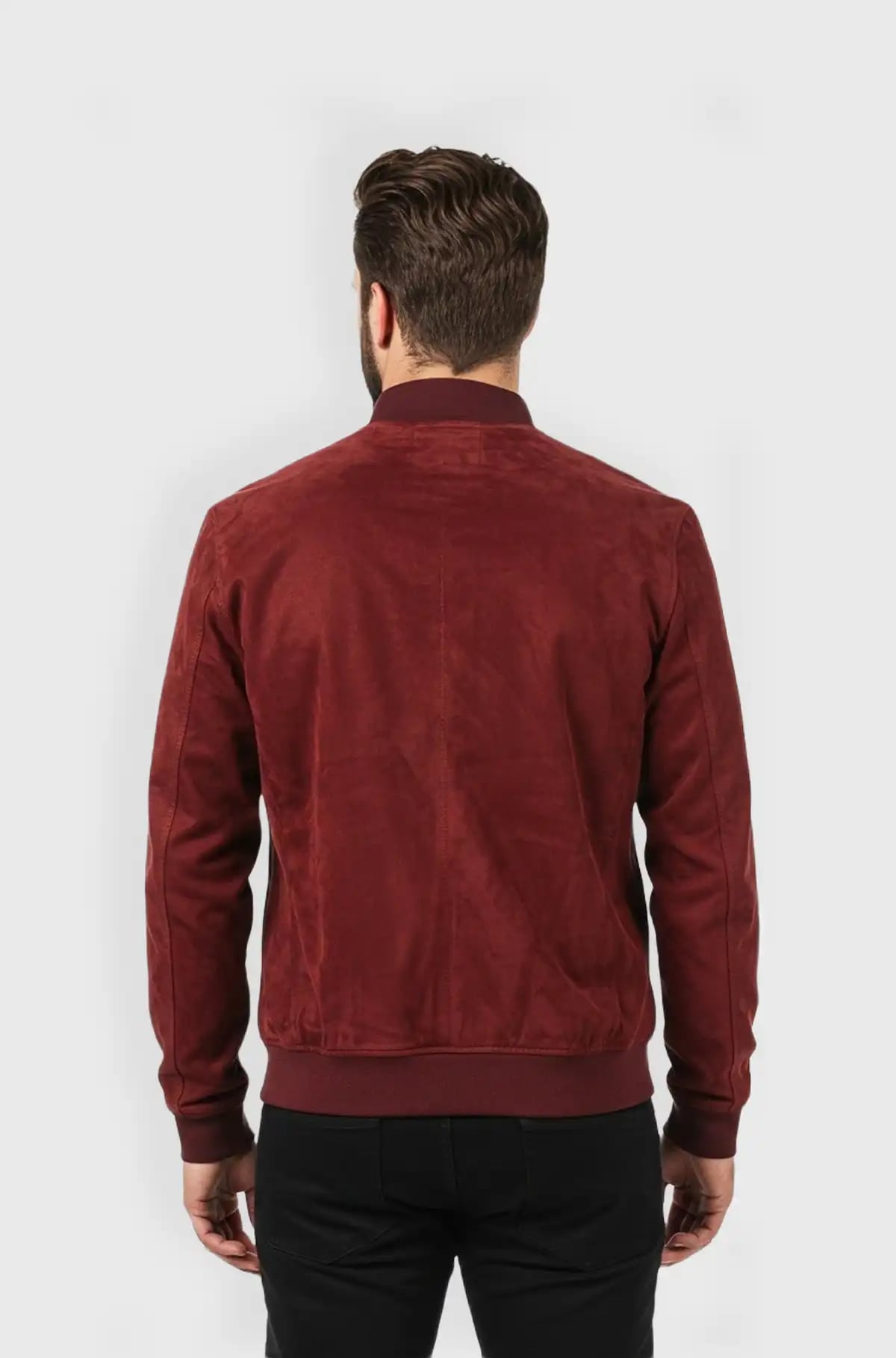 Mens Reddish Suede Bomber Jacket
