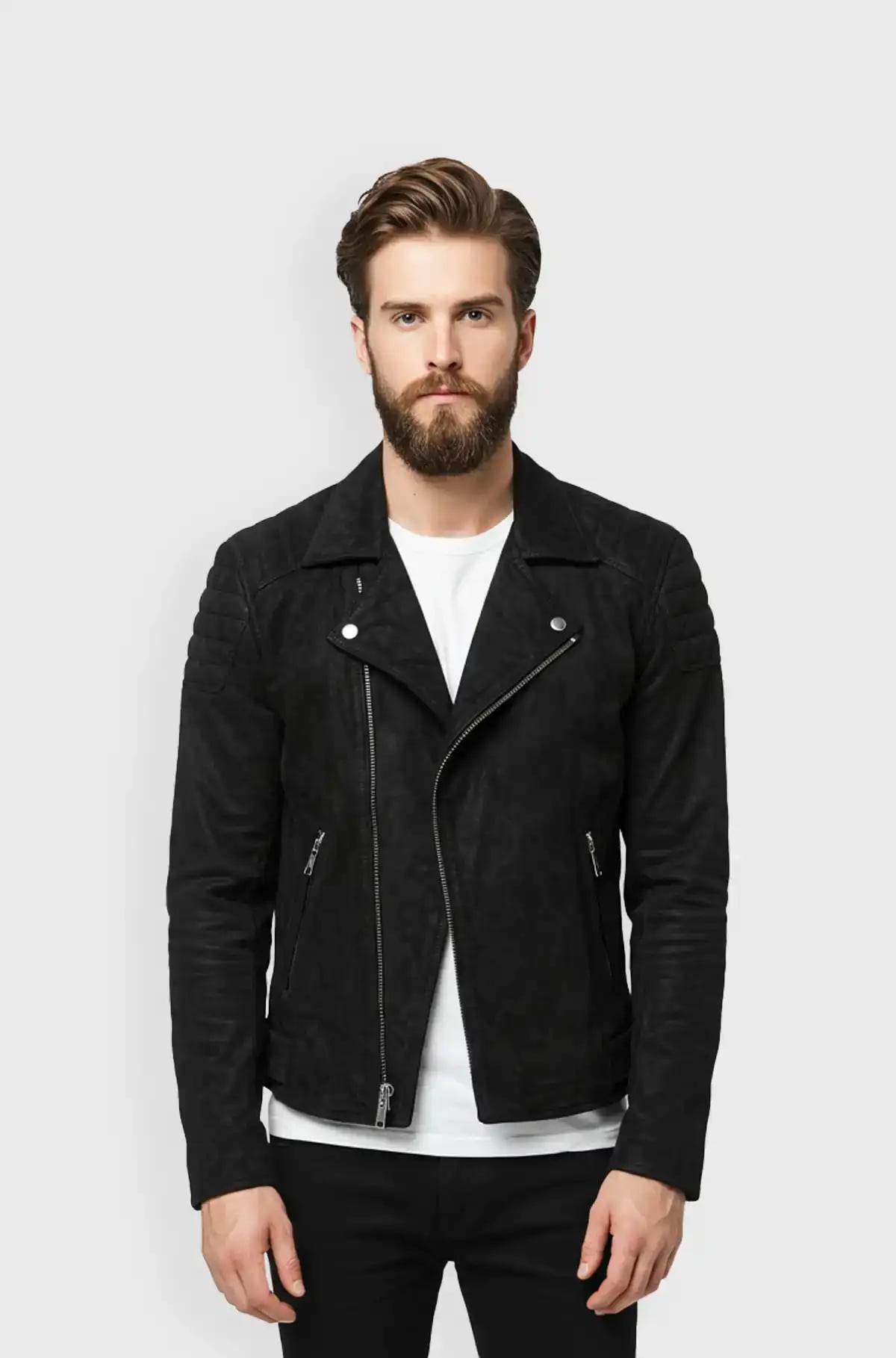Mens Rogue Suede Biker Jacket
