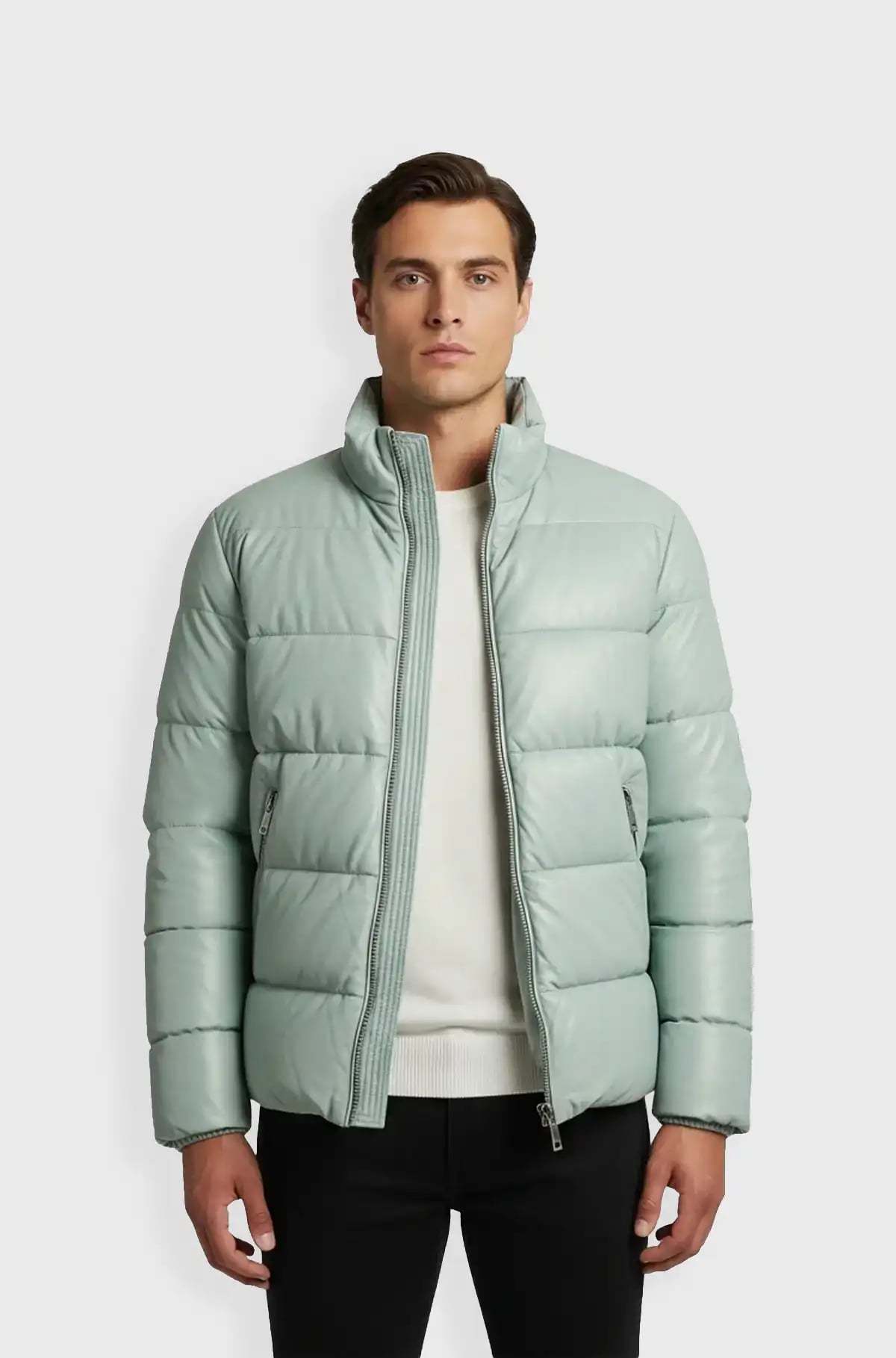 Mint Green Puffer Jacket for Men