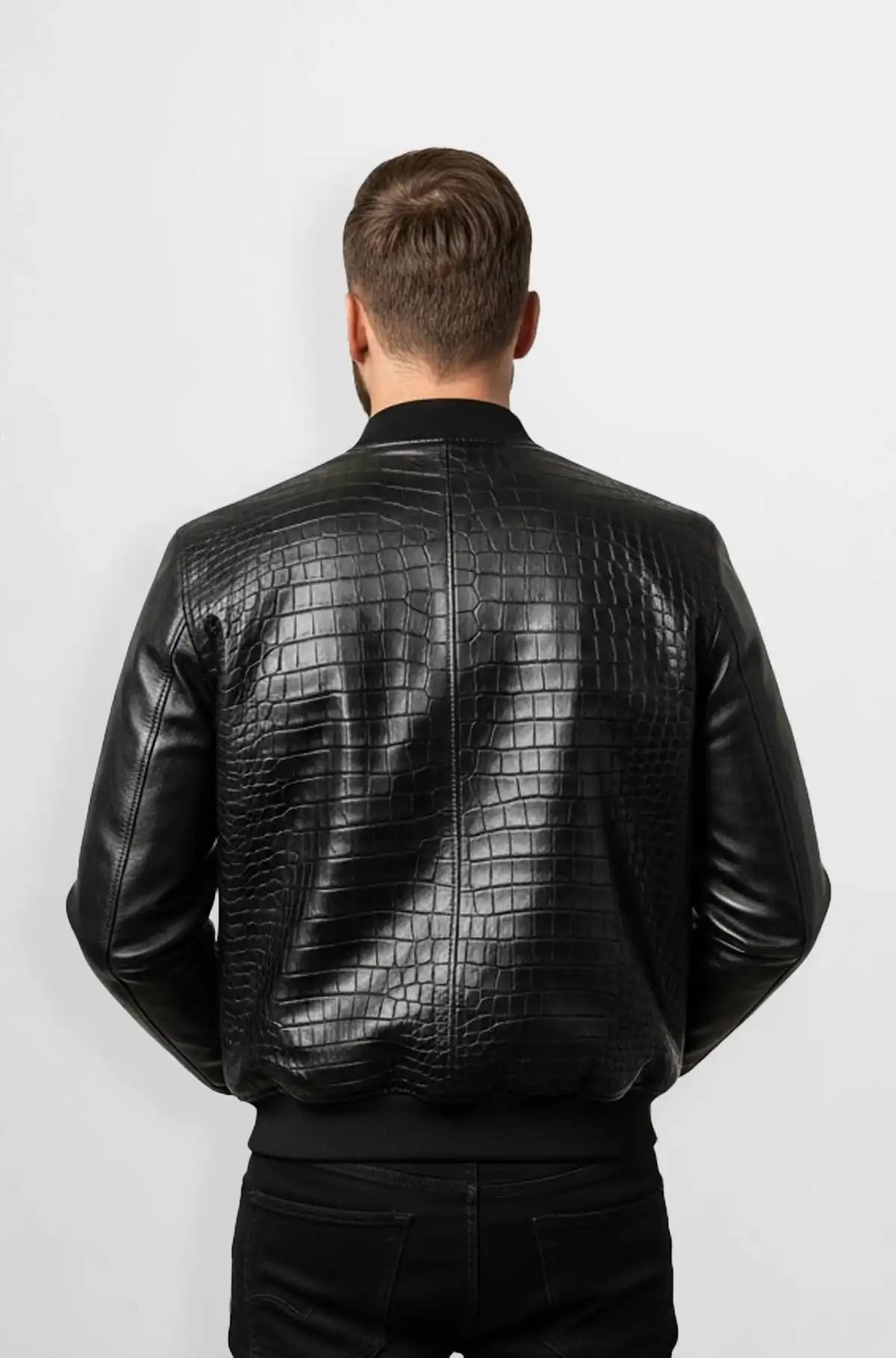 Onyx Grid Luxe Bomber Jacket