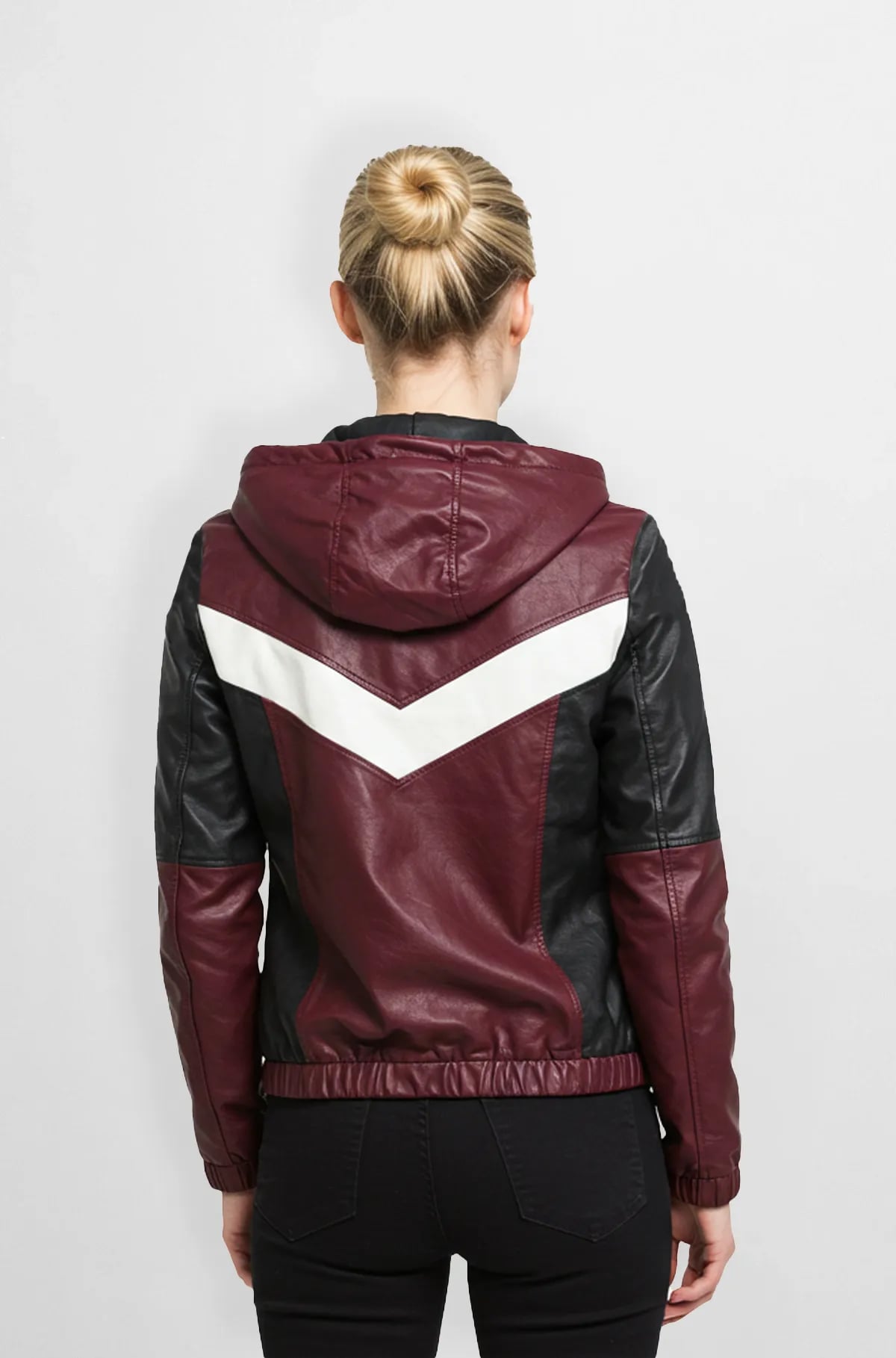 Oxblood Biker Leather Hoodie Jacket