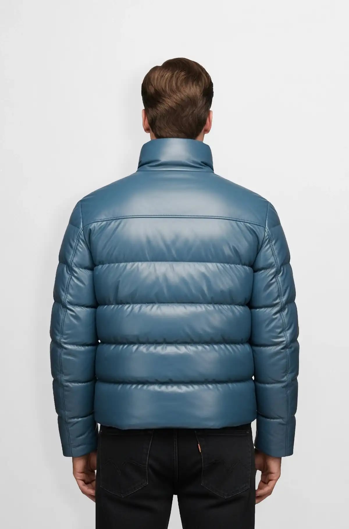 Plain Blue Puffer Jacket