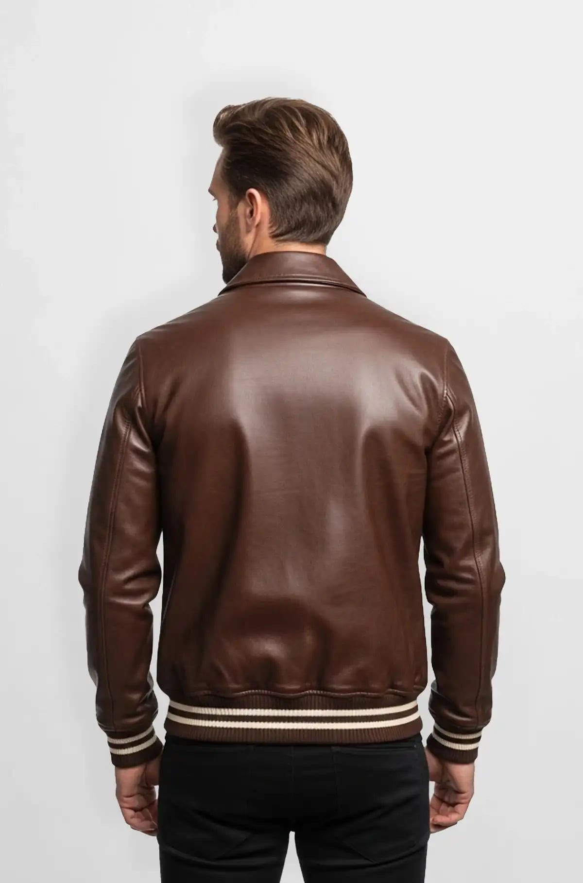 Plain Honey Brown Leather Jacket