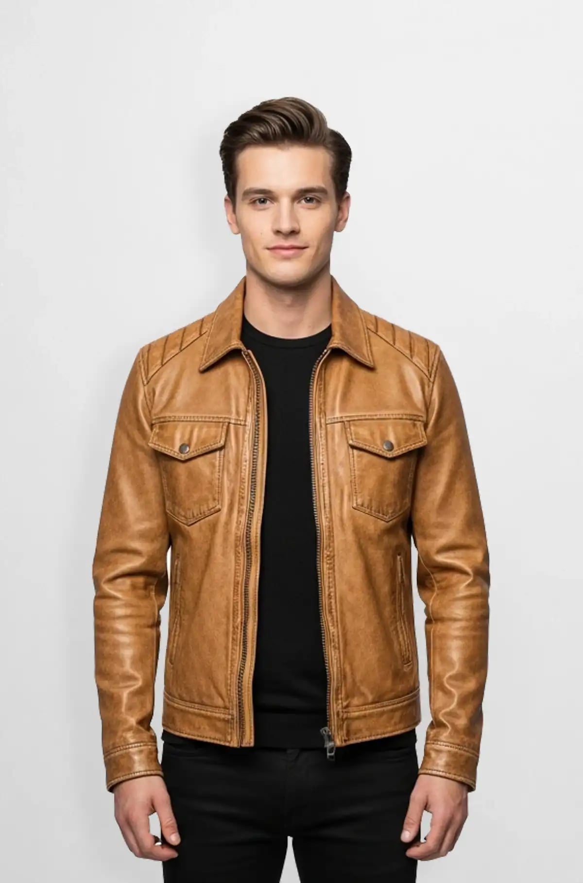 Premium Brown Racer Leather Jacket