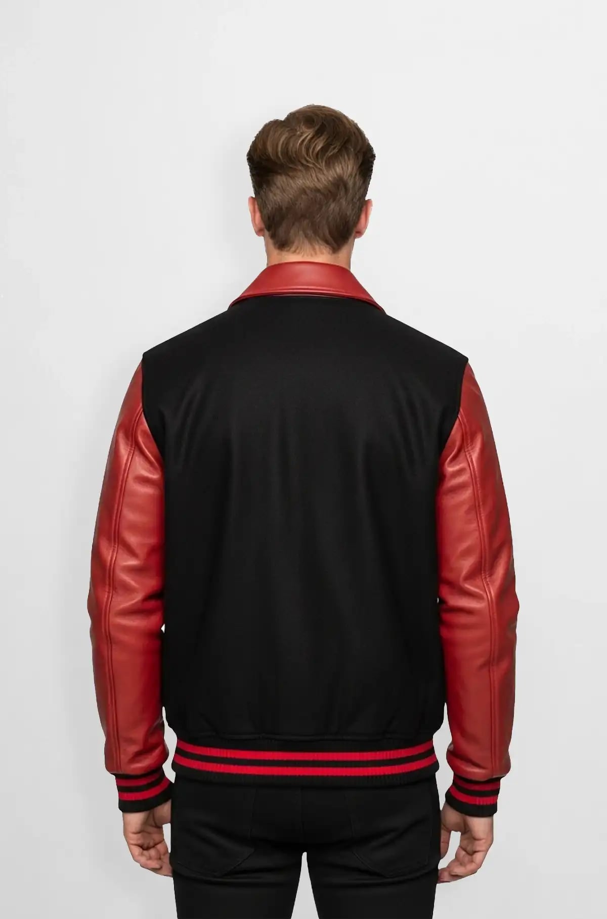 Red and Black Varsity Leather Jacket