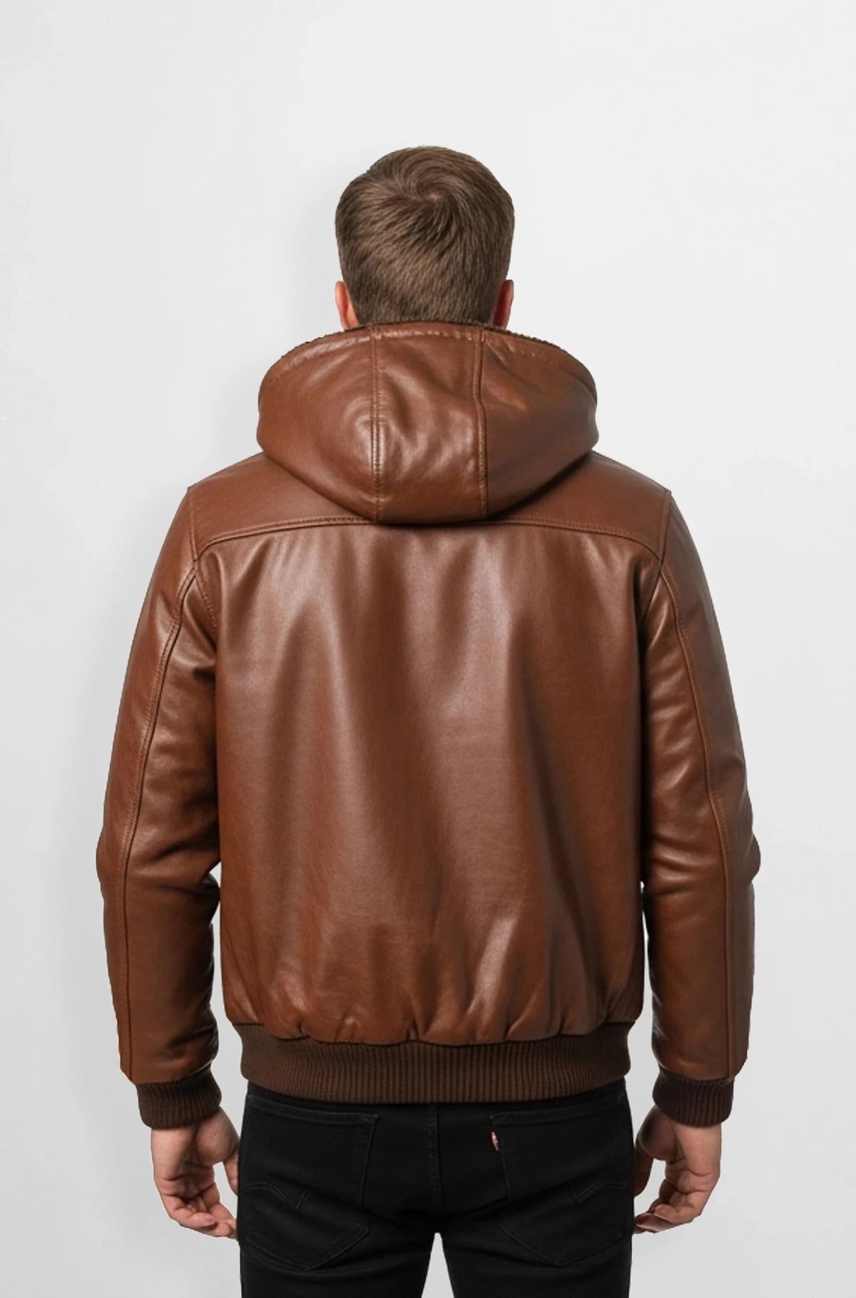 Rich Brown Hooded Leather Jacket