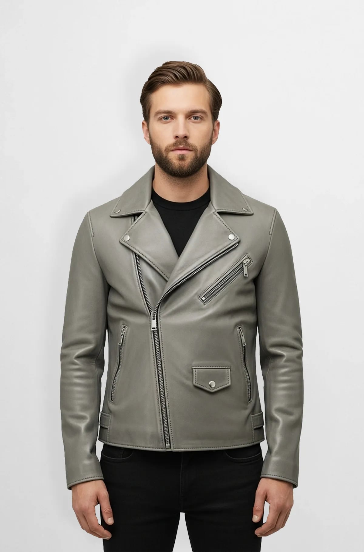Ridge Taupe Shearling Biker Jacket