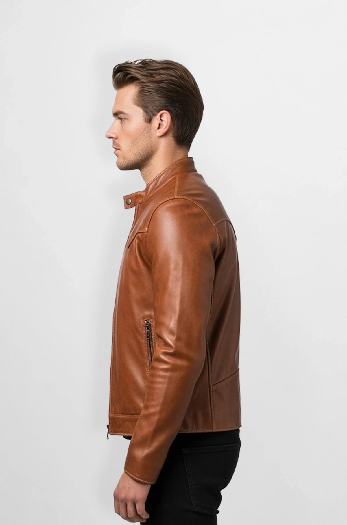 Santiago Tan Moto Leather Jacket