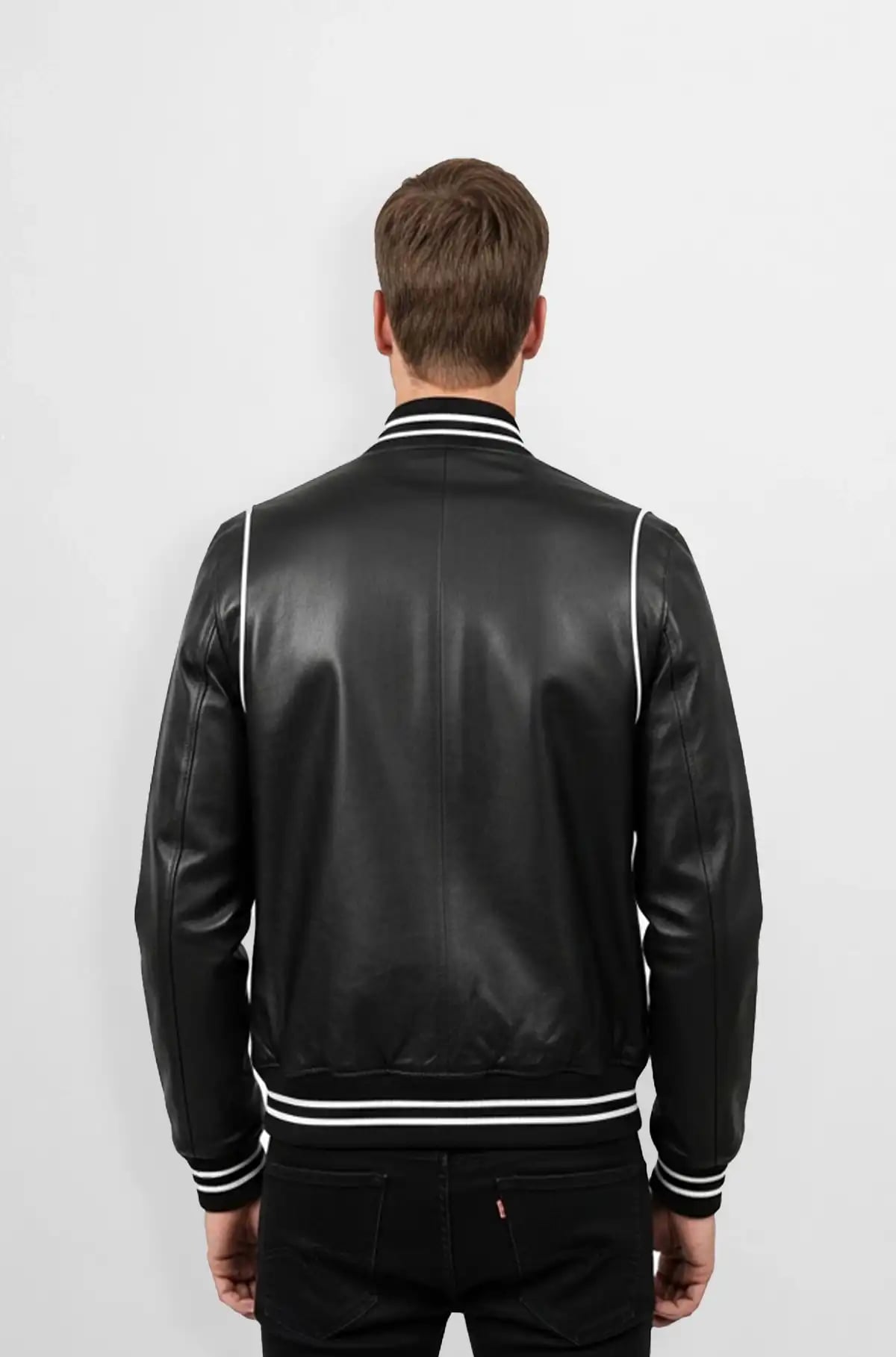 Super Black Leather Varsity Jacket