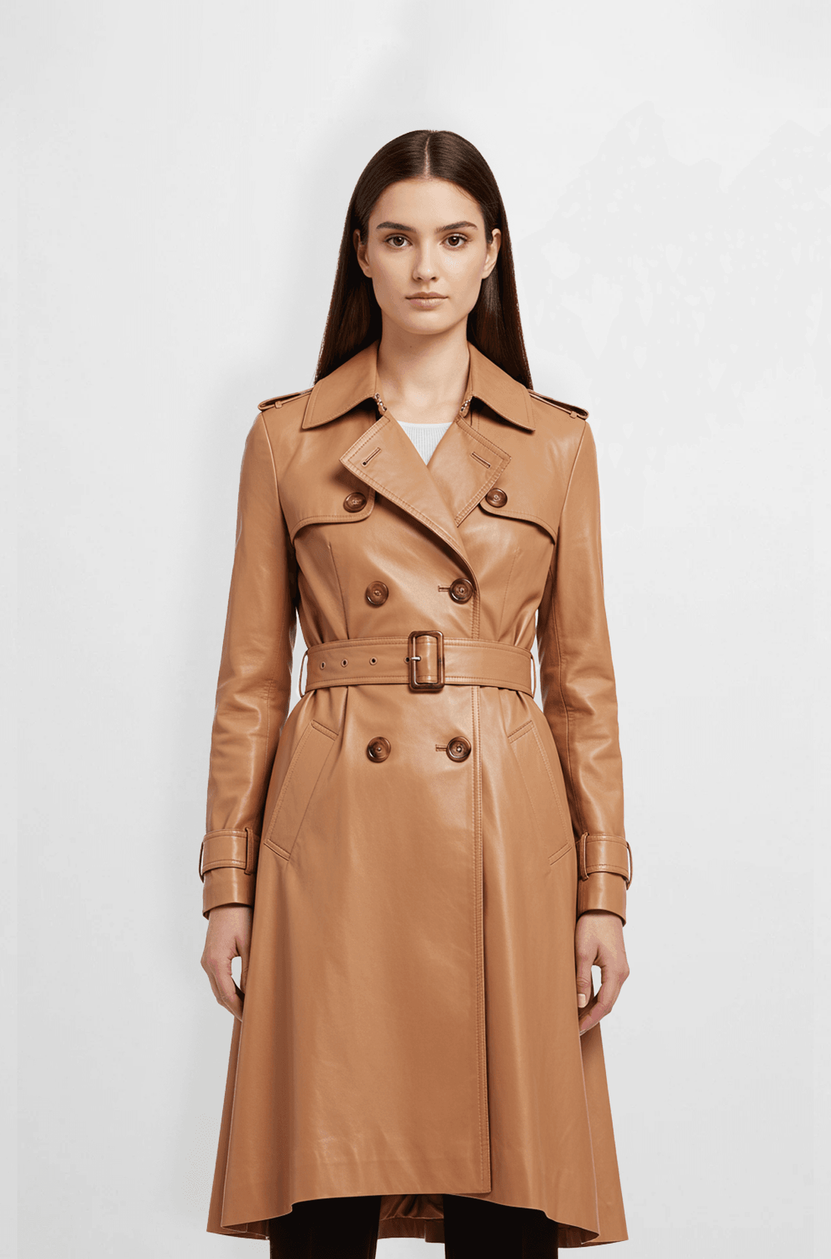  Tan Leather Trench Coat