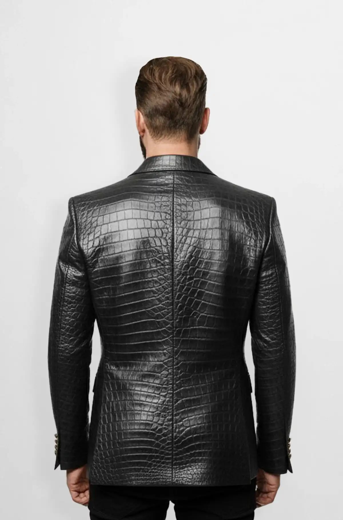 The Black Crocodile Leather Blazer