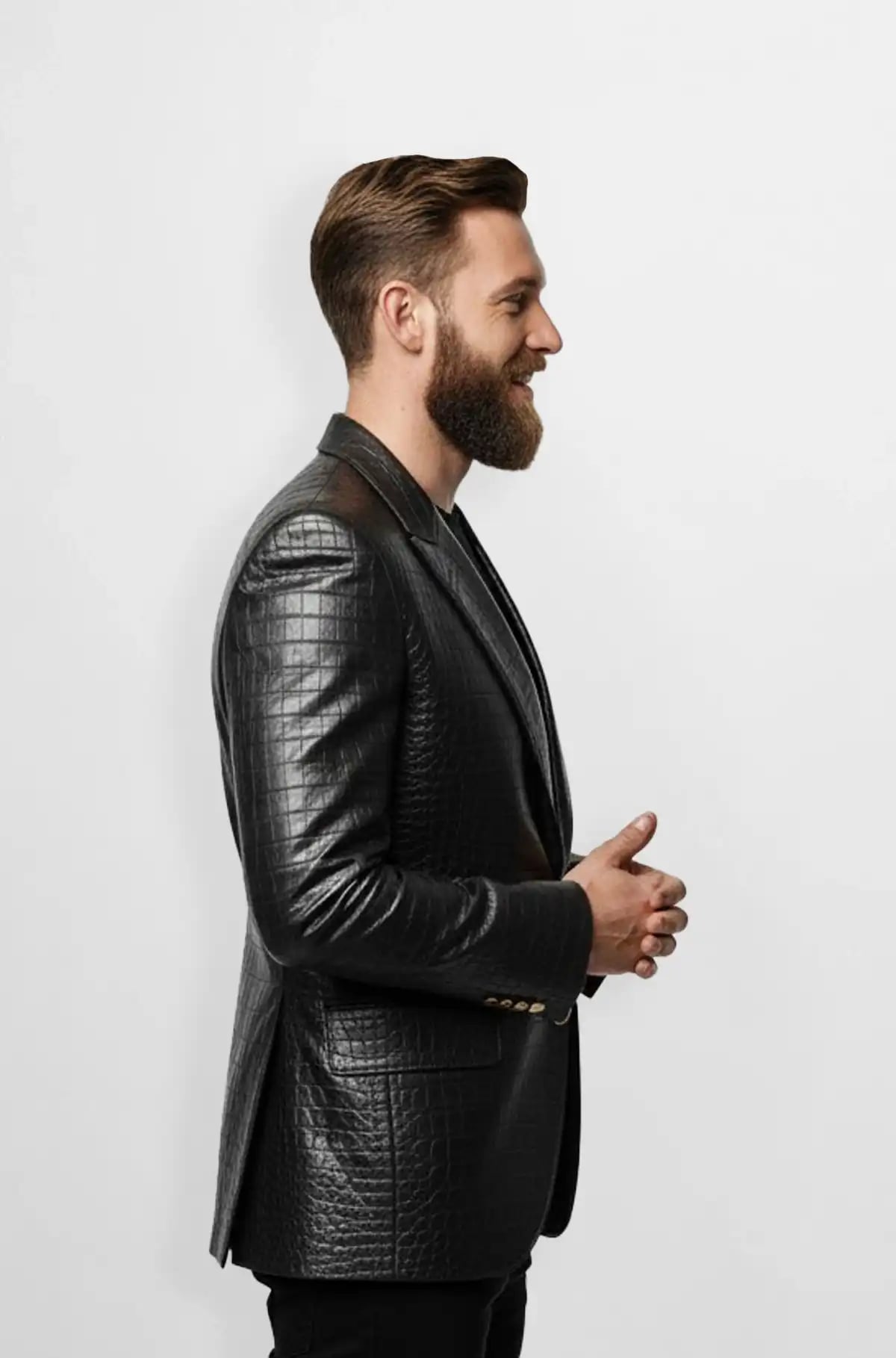 The Black Crocodile Leather Blazer