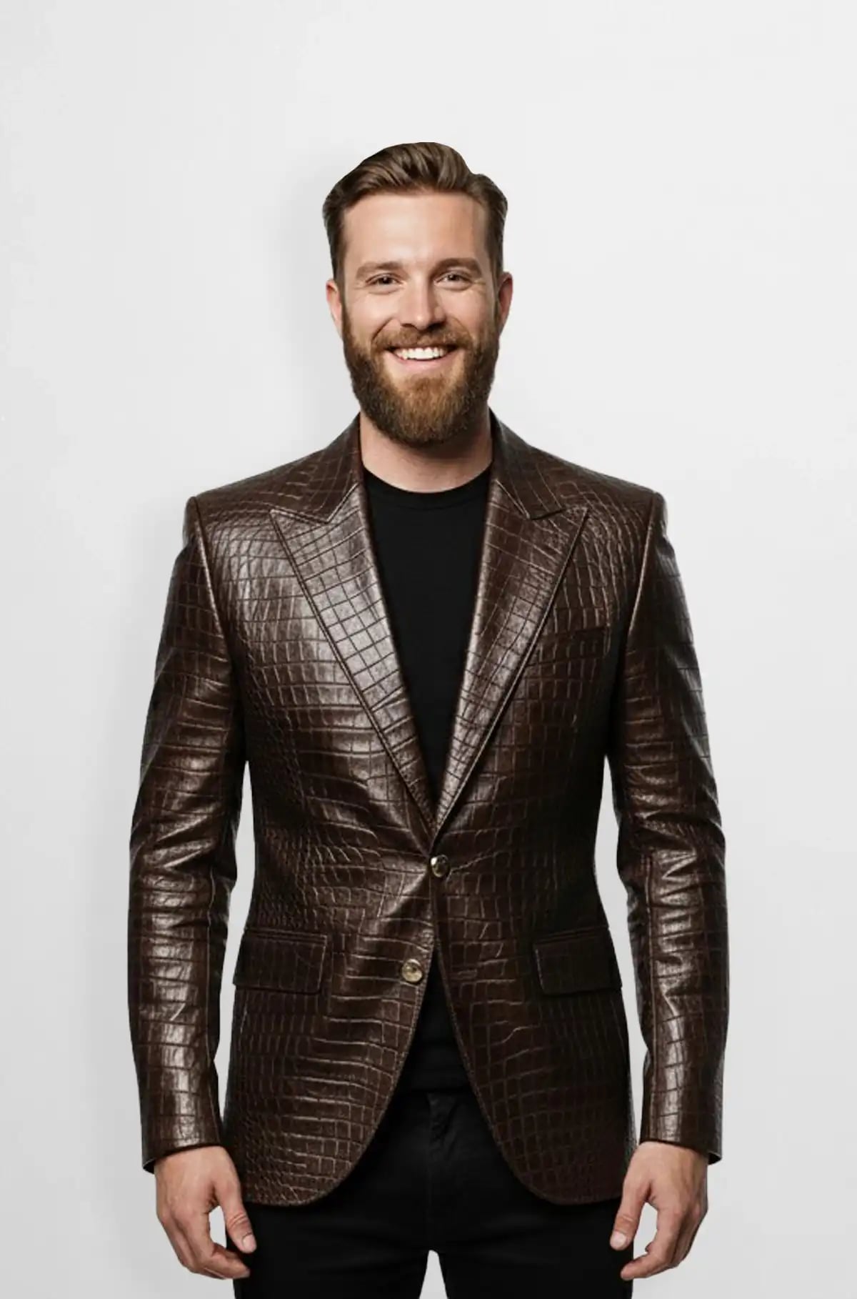 The Espresso Crocodile Leather Blazer