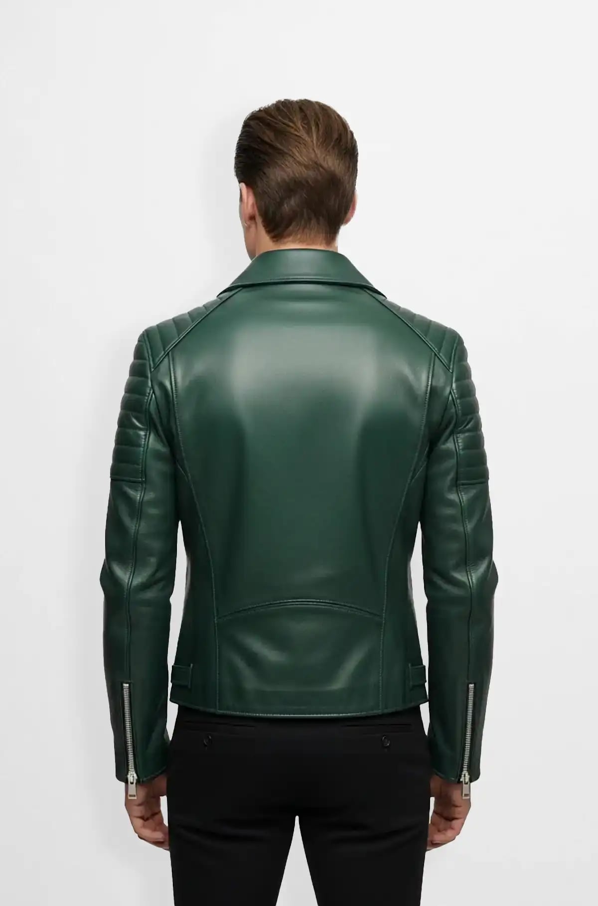 Forest Green Biker Leather Jacket