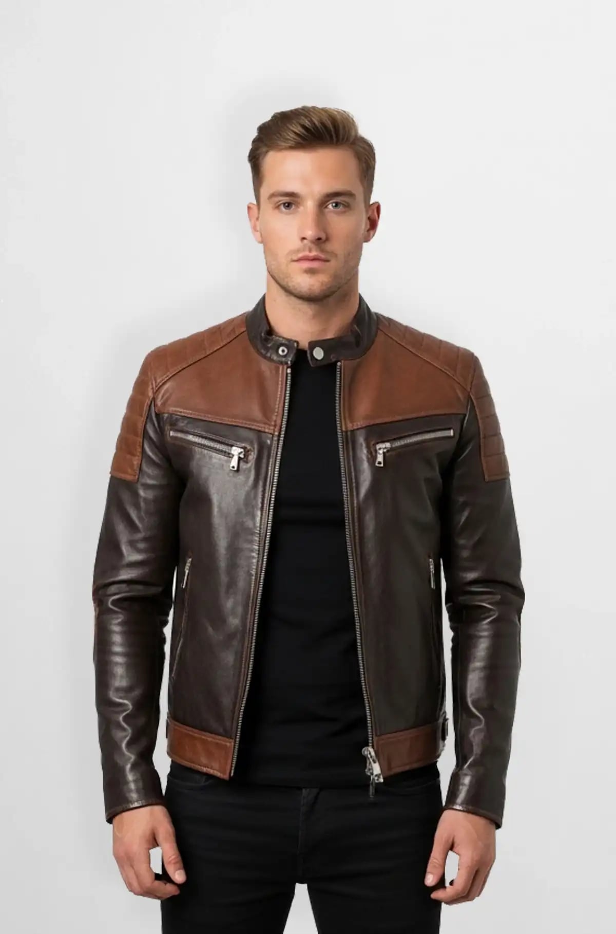 Vintage Brown Racer Leather Jacket
