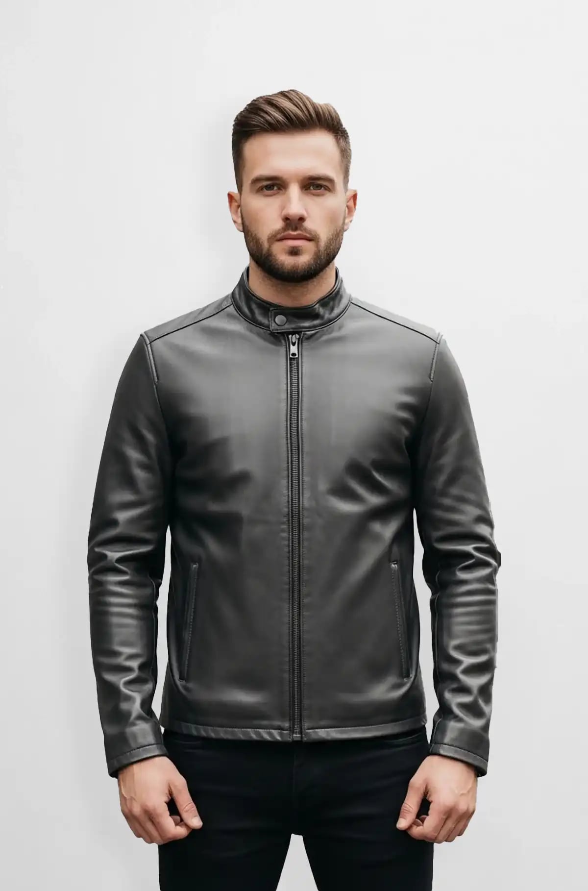 Void black leather jacket