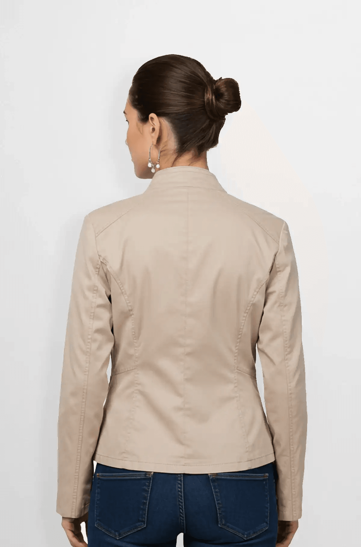 Beige Womens Moto Style Leather Jacket Beige Womens Moto Style Leather Jacket