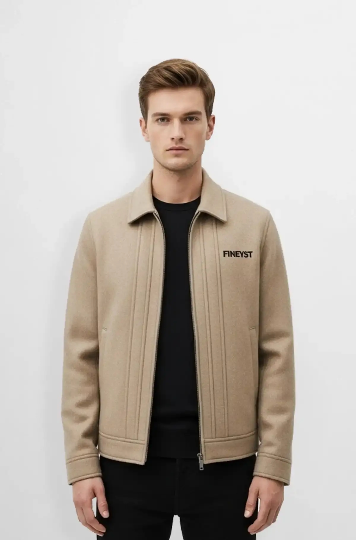 Beige Wool bomber jacket Beige Wool bomber jacket
