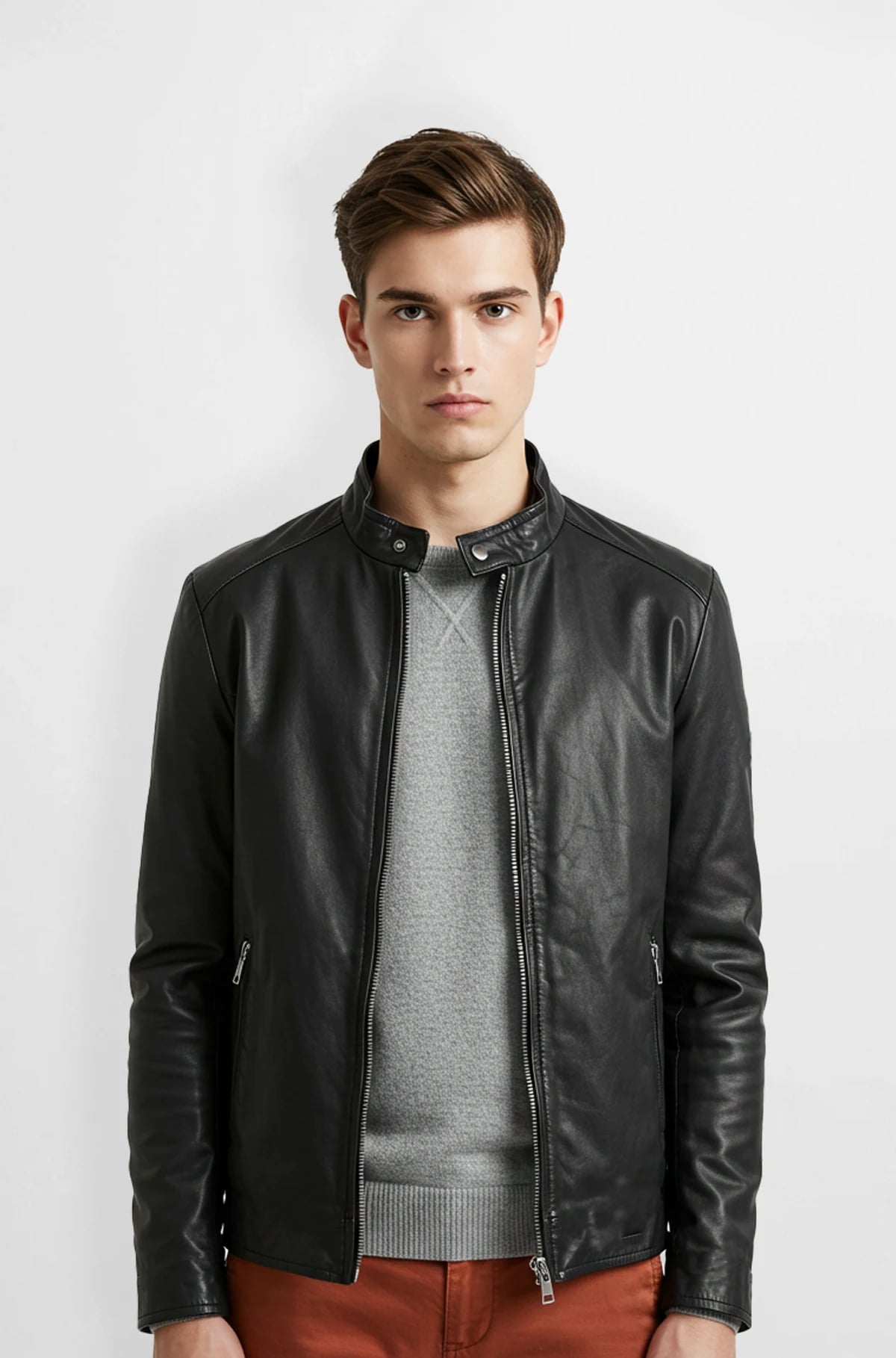 Black Genuine Leather Biker Jacket for Men Black Genuine Leather Biker Jacket for Men