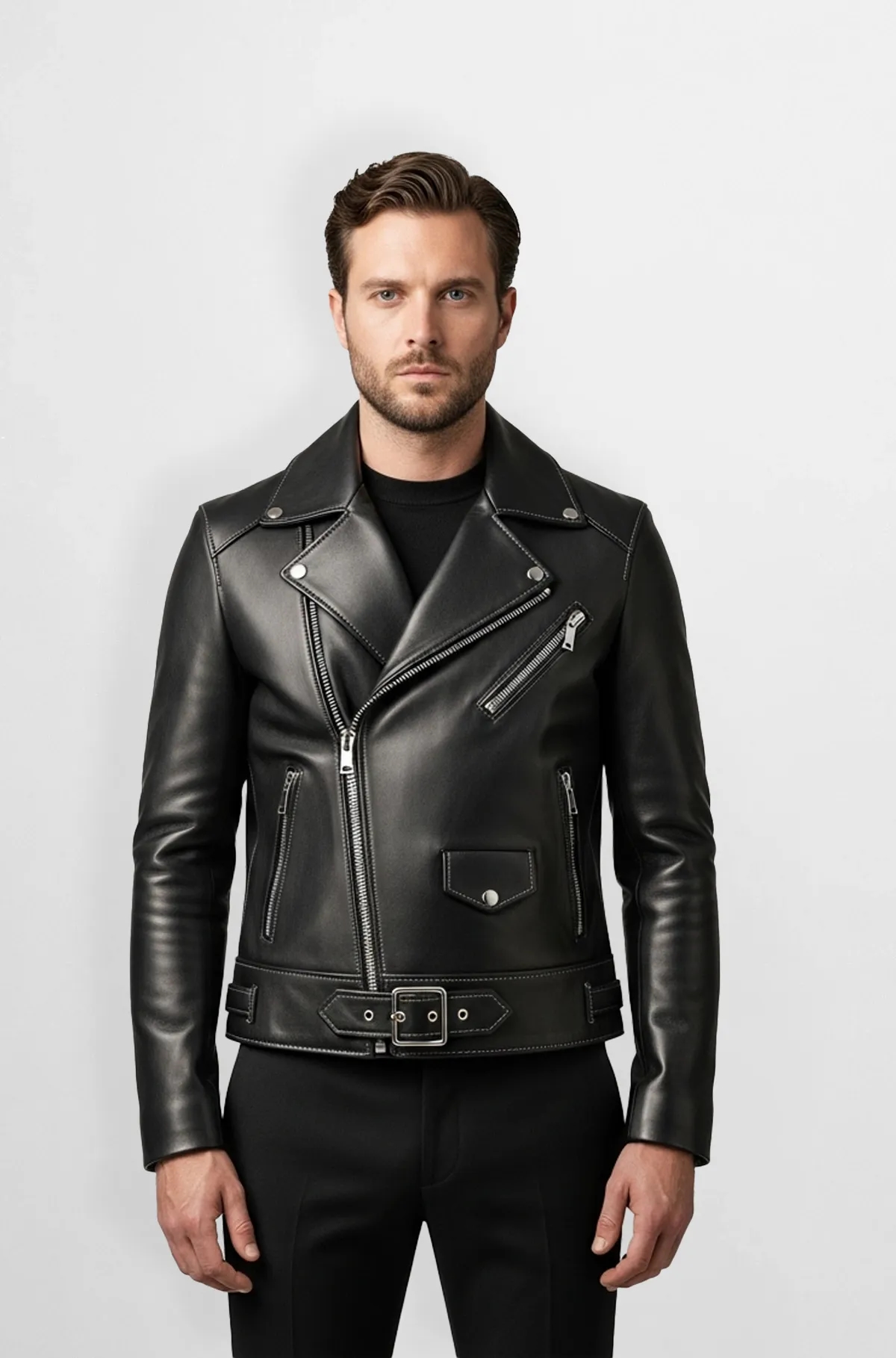 Black Leather Biker Jacket for Men Black Leather Biker Jacket for Men