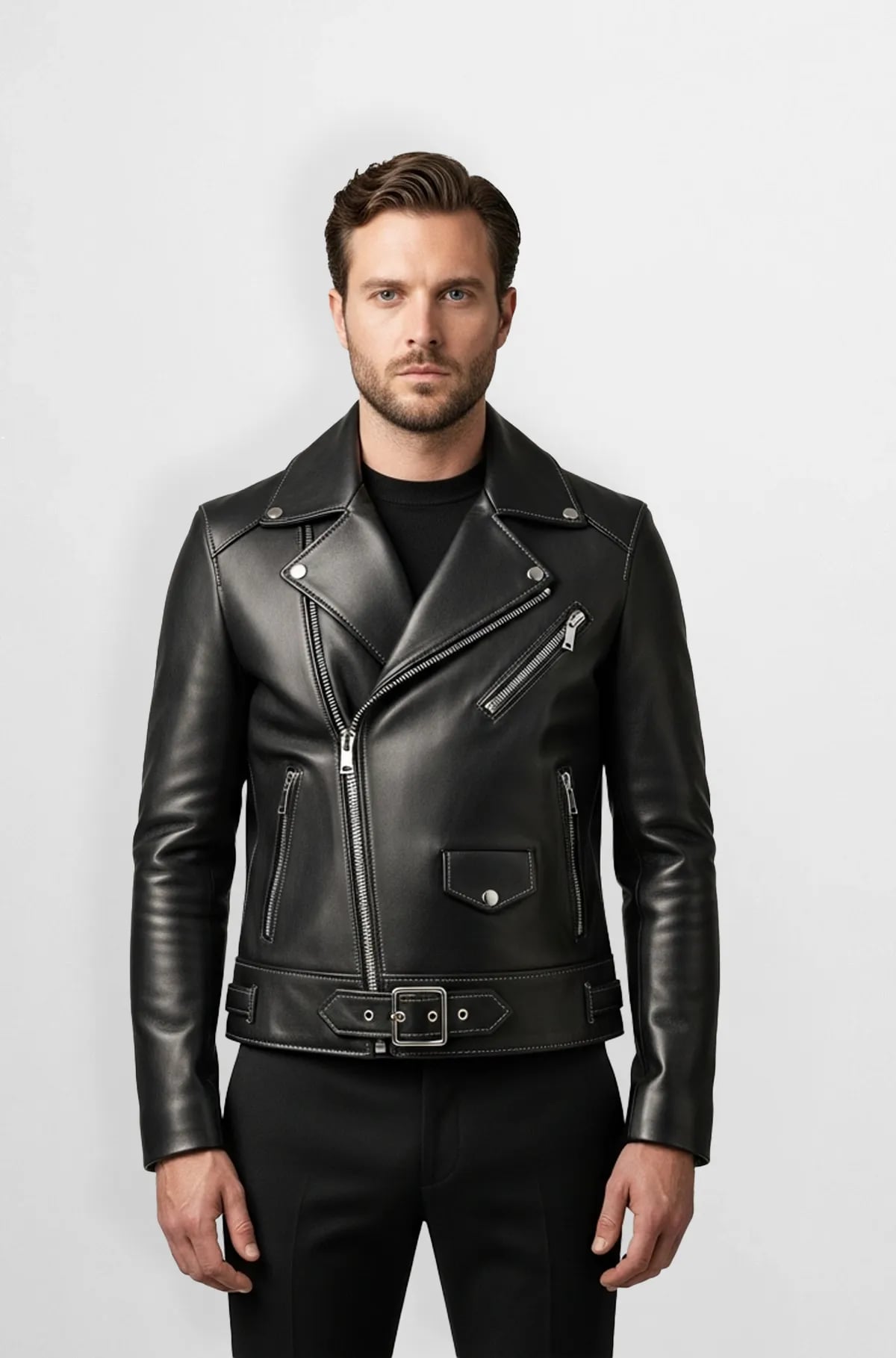 Black Leather Biker Jacket for Men Black Leather Biker Jacket for Men