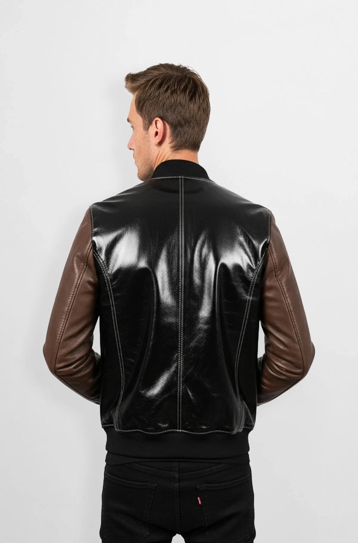 Black and Brown Varsity Leather Jacket Black and Brown Varsity Leather Jacket