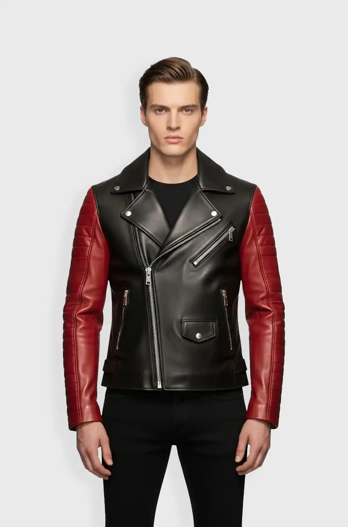Black and Red Biker Leather Jacket Black and Red Biker Leather Jacket