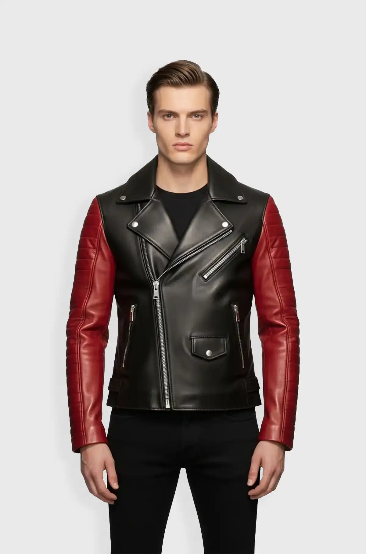 Black and Red Biker Leather Jacket Black and Red Biker Leather Jacket