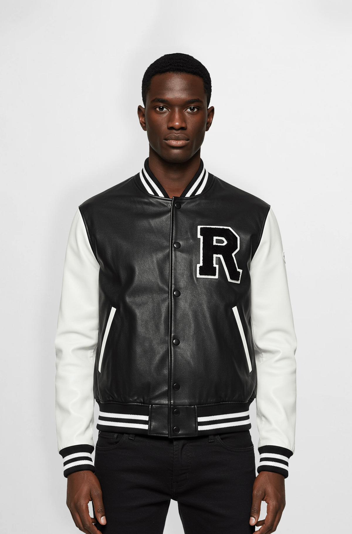 Black and White Varsity Leather Jacket Black and White Varsity Leather Jacket