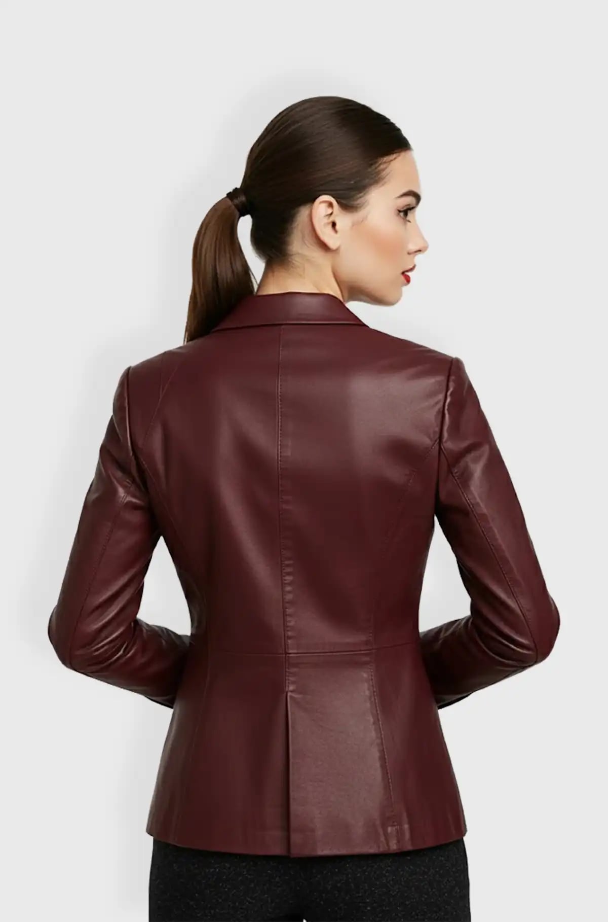 Burgundy Leather Blazer for Women Burgundy Leather Blazer for Women