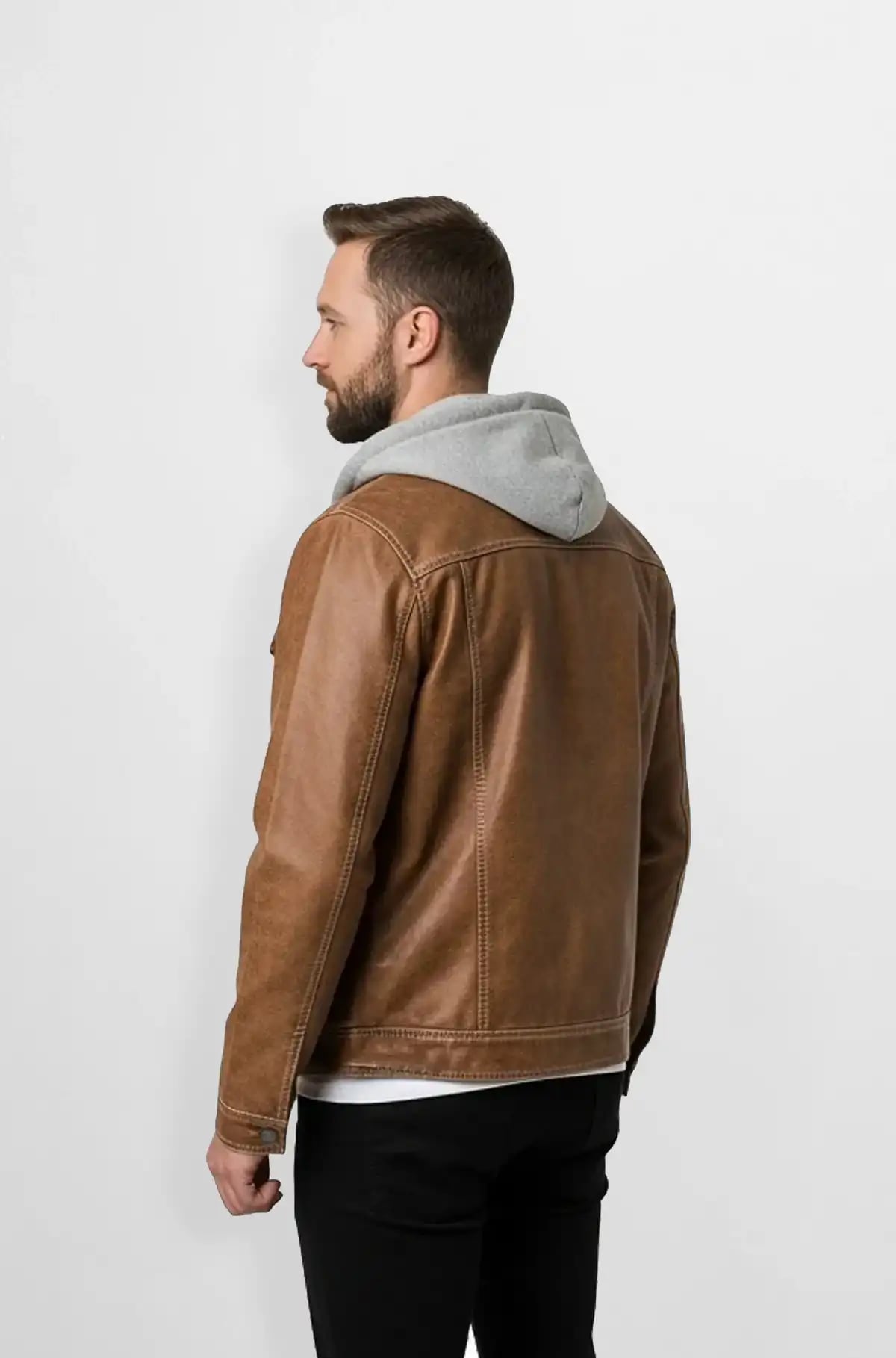 Cider Brown Leather Jacket with Hoodie Cider Brown Leather Jacket with Hoodie