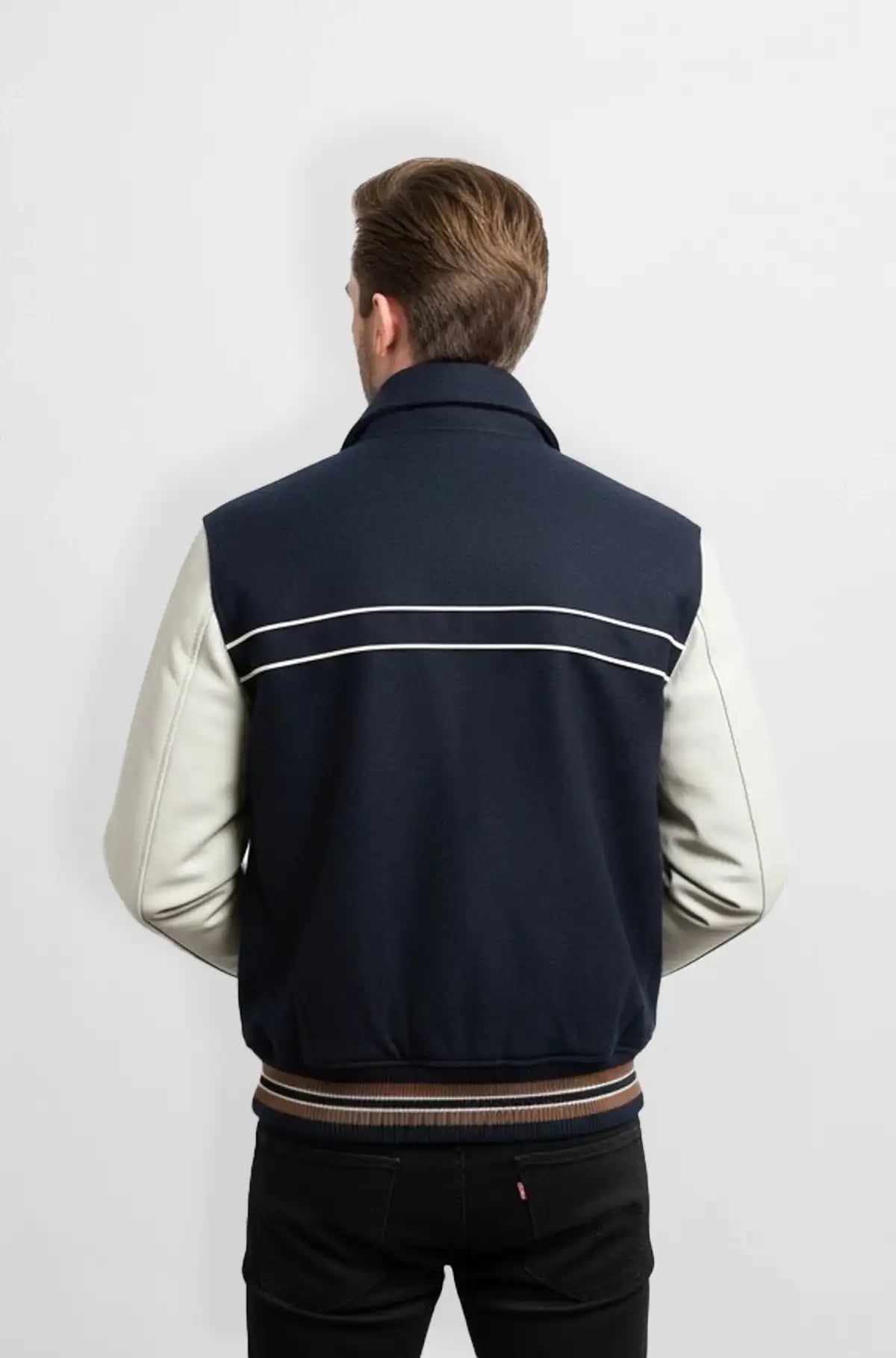 Classic Blue and White Bomber varsity jacket Classic Blue and White Bomber varsity jacket