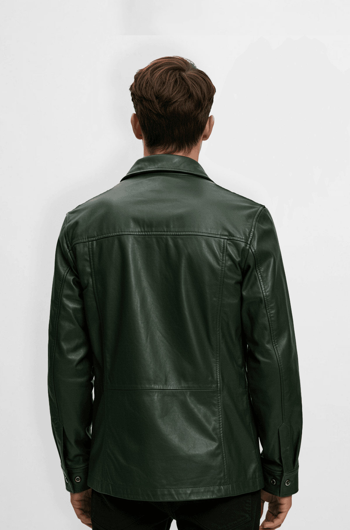 Classic Green Leather Shirt Jacket Classic Green Leather Shirt Jacket