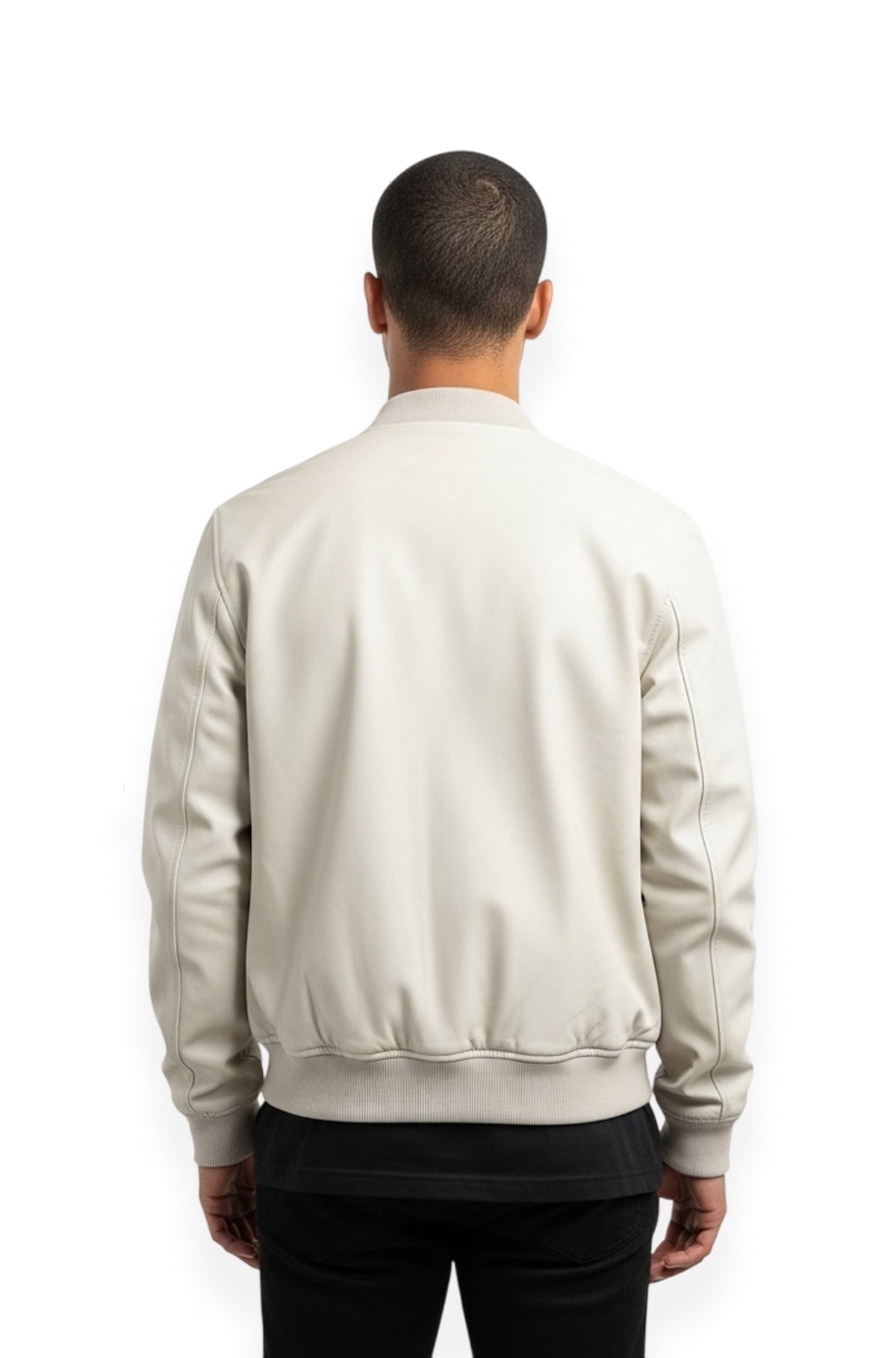 Cream Bomber Leather Jacket for Men Cream Bomber Leather Jacket for Men